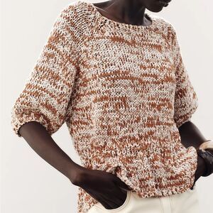 ZARA COMBINATION KNIT PEPLUM TOP